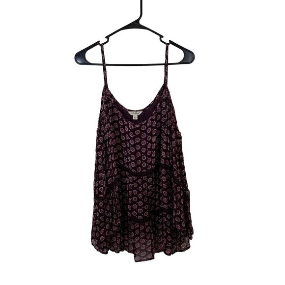 Lucky Brand Purple Floral Cold Shoulder Top - Size Large - Picture 1 of 4